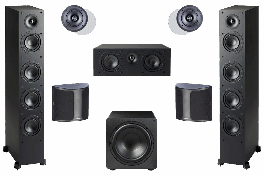 Home theatre speaker package PARADIGM MONITOR SE 6000 5.1.2 SURROUND SPEAKER PACK Monitor SE 6000, 2000C Centre, Classic Surround 1 Rear Speakers, In-Ceiling H65R Speakers, and Defiance V12 Subwoofer
