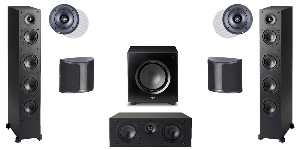 Home theatre speaker package PARADIGM MONITOR SE 6000 5.1.2 SURROUND SPEAKER PACK Monitor SE 6000, 2000C Centre, Classic Surround 1 Rear Speakers, In-Ceiling H65R Speakers, and Defiance V12 Subwoofer