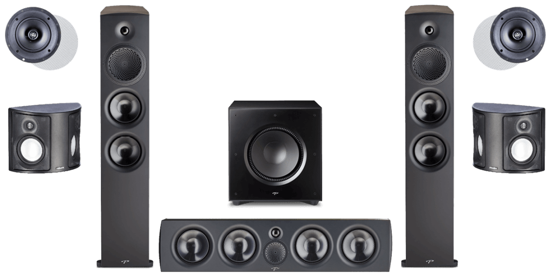 Home theatre speaker package PARADIGM PREMIER 800 5.1.2 SURROUND SPEAKER PACK Premier 800F, 600C Centre, Surround3, H65R in-Ceiling, and Defiance X15 Subwoofer