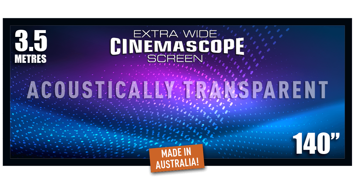 CINEMATRIX ACOUSTIC 3.5 METRE CINEMASCOPE SCREEN 2.35:1 Ratio screen with acoustically translucent screen material allows speakers to be placed directly behind the screen.